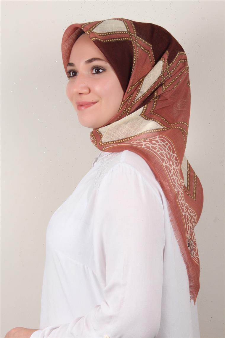 Pamuklu Trend Eşarp 9808-6 Pembe-Bordo