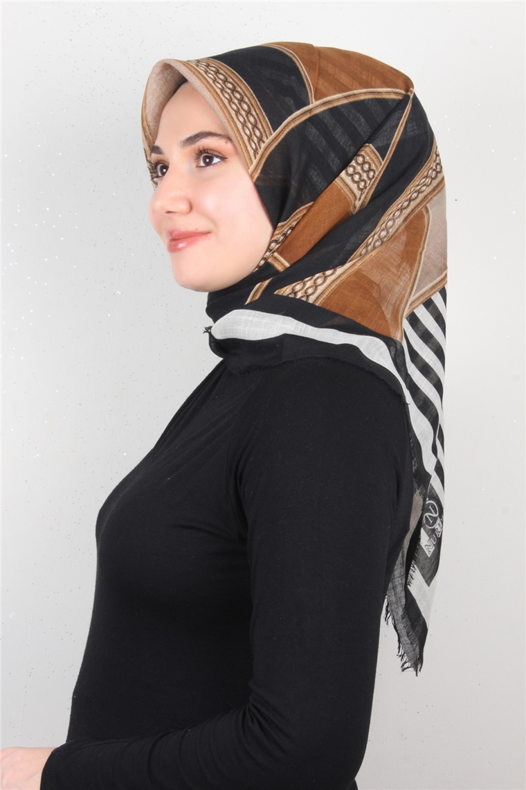 Pamuklu Trend Eşarp 9902-3 Karamel