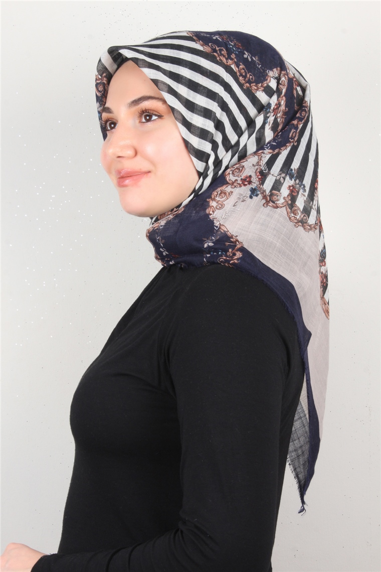 Pamuklu Trend Eşarp 9904-7 Lacivert
