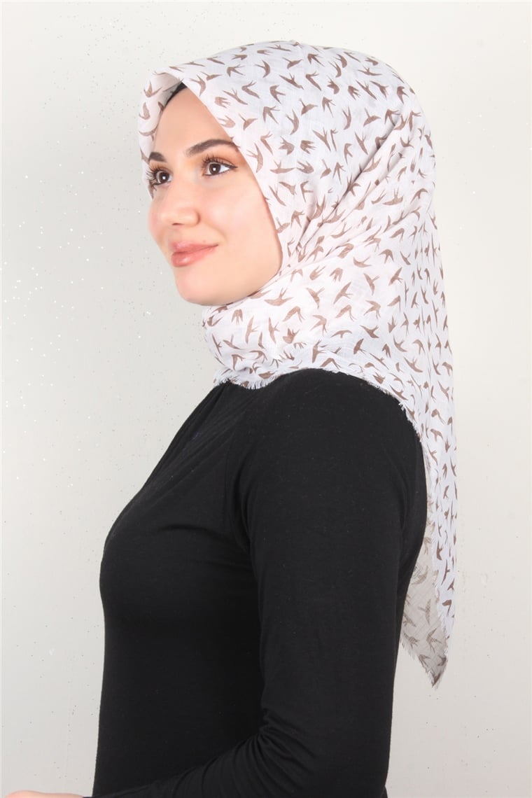 Pamuklu Trend Eşarp 9905-2 Ekru