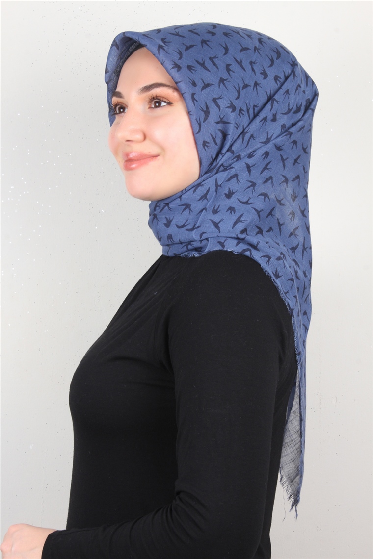 Pamuklu Trend Eşarp 9905-3 İndigo