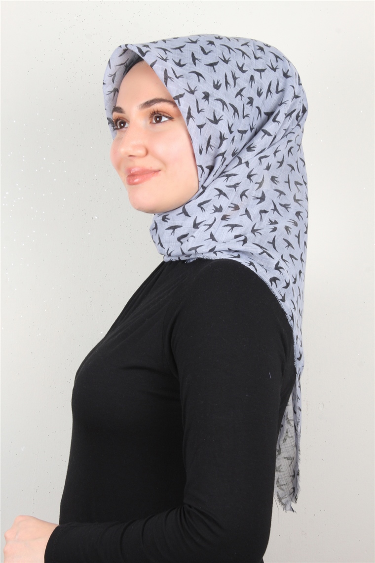 Pamuklu Trend Eşarp 9905-6 Buz Mavisi