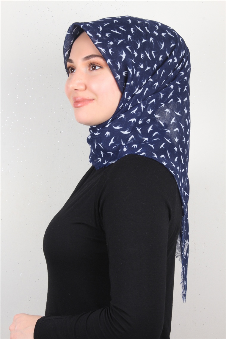 Pamuklu Trend Eşarp 9905-7 Lacivert