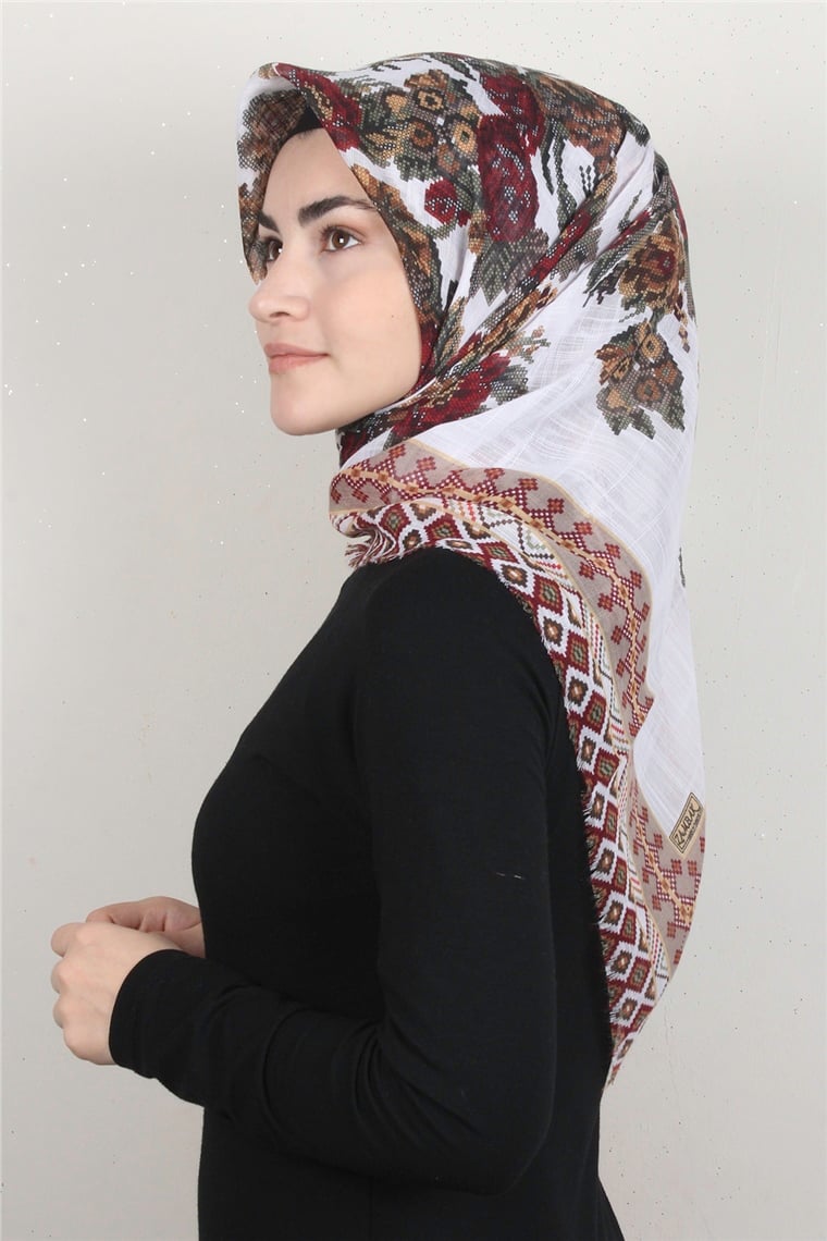 Pamuklu Trend Eşarp 9907-1 Beyaz 