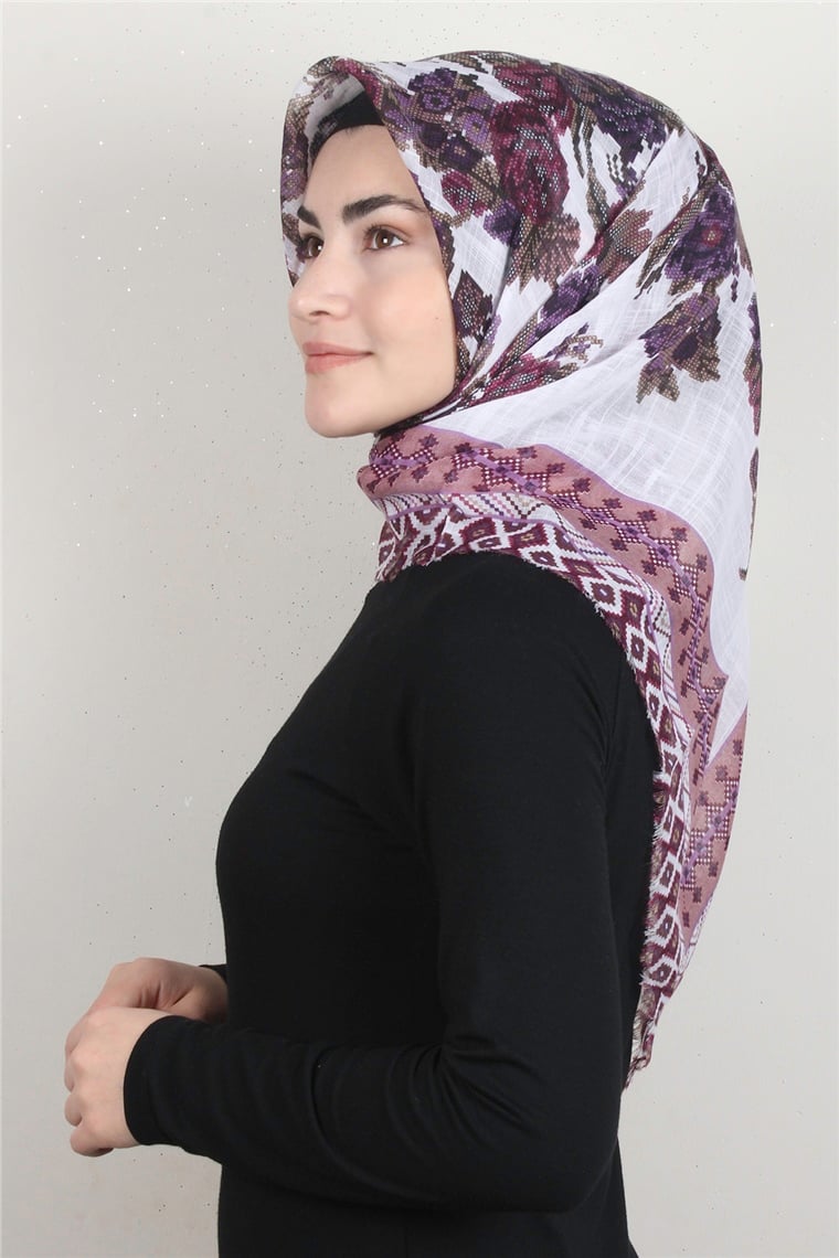 Pamuklu Trend Eşarp 9907-13 Beyaz