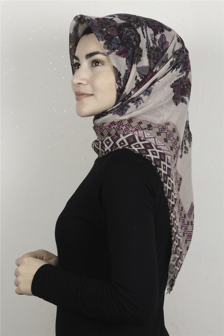 Pamuklu Trend Eşarp 9907-9 Koyu Bej