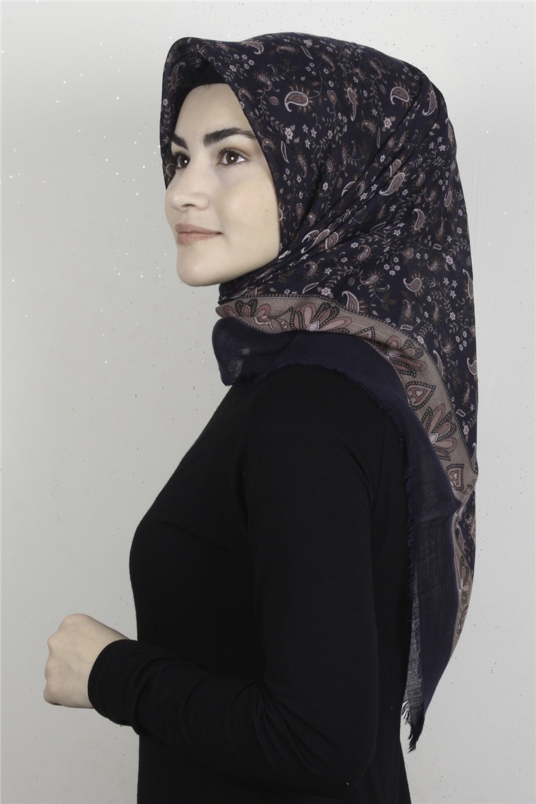 Pamuklu Trend Eşarp 9910-17 Lacivert