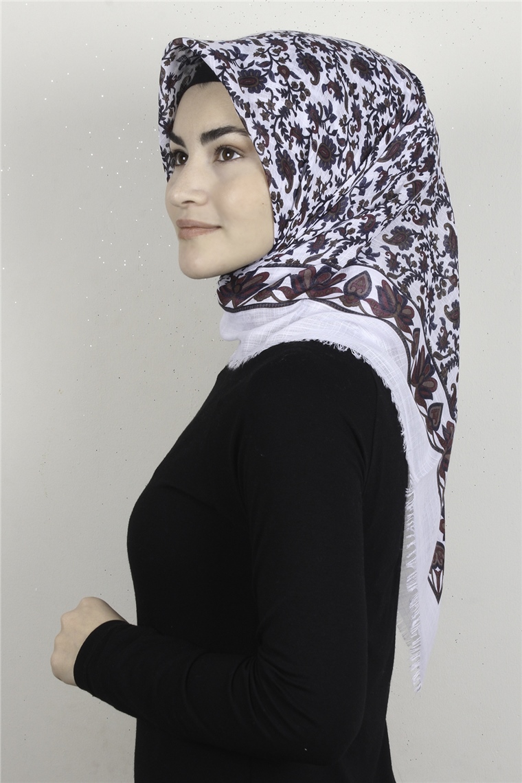 Pamuklu Trend Eşarp 9910-6 Beyaz