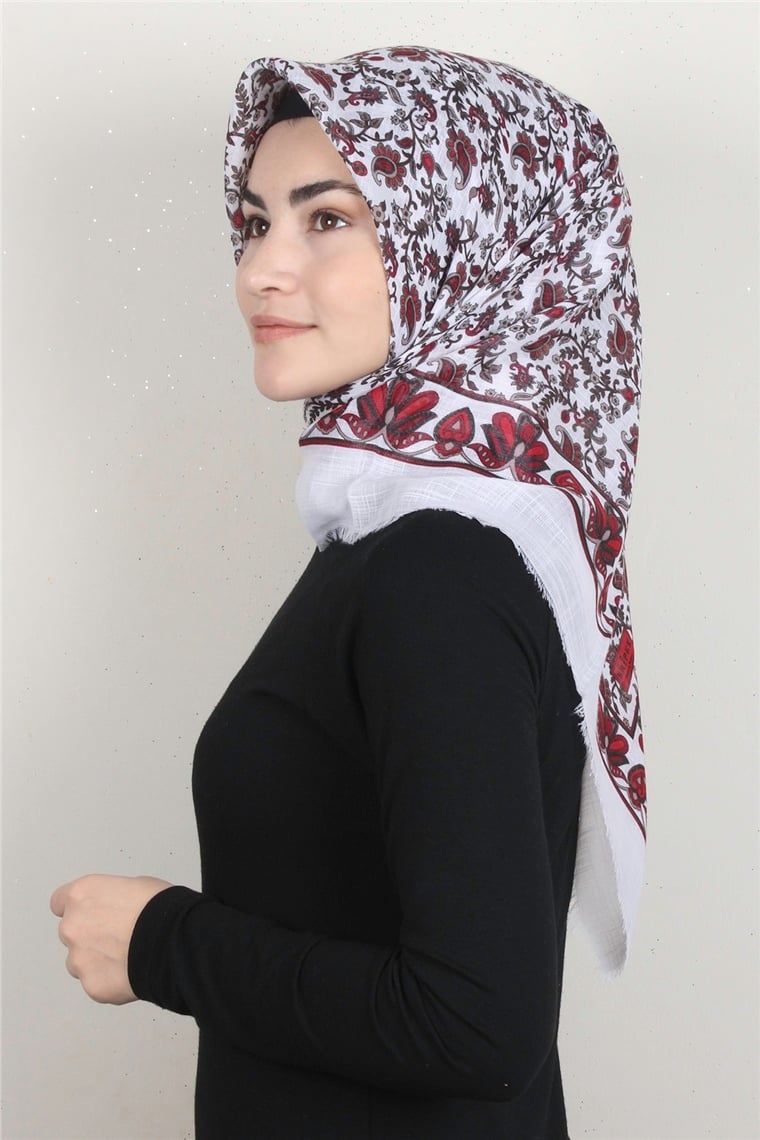 Pamuklu Trend Eşarp 9910-7 Beyaz