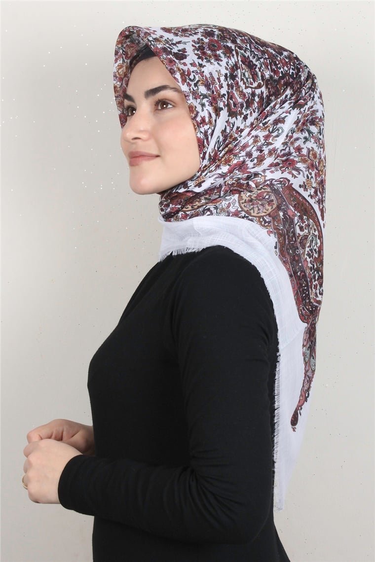 Pamuklu Trend Eşarp 9911-2 Beyaz