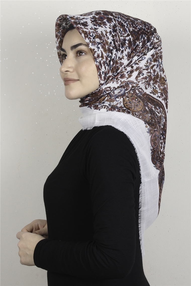 Pamuklu Trend Eşarp 9911-6 Ekru