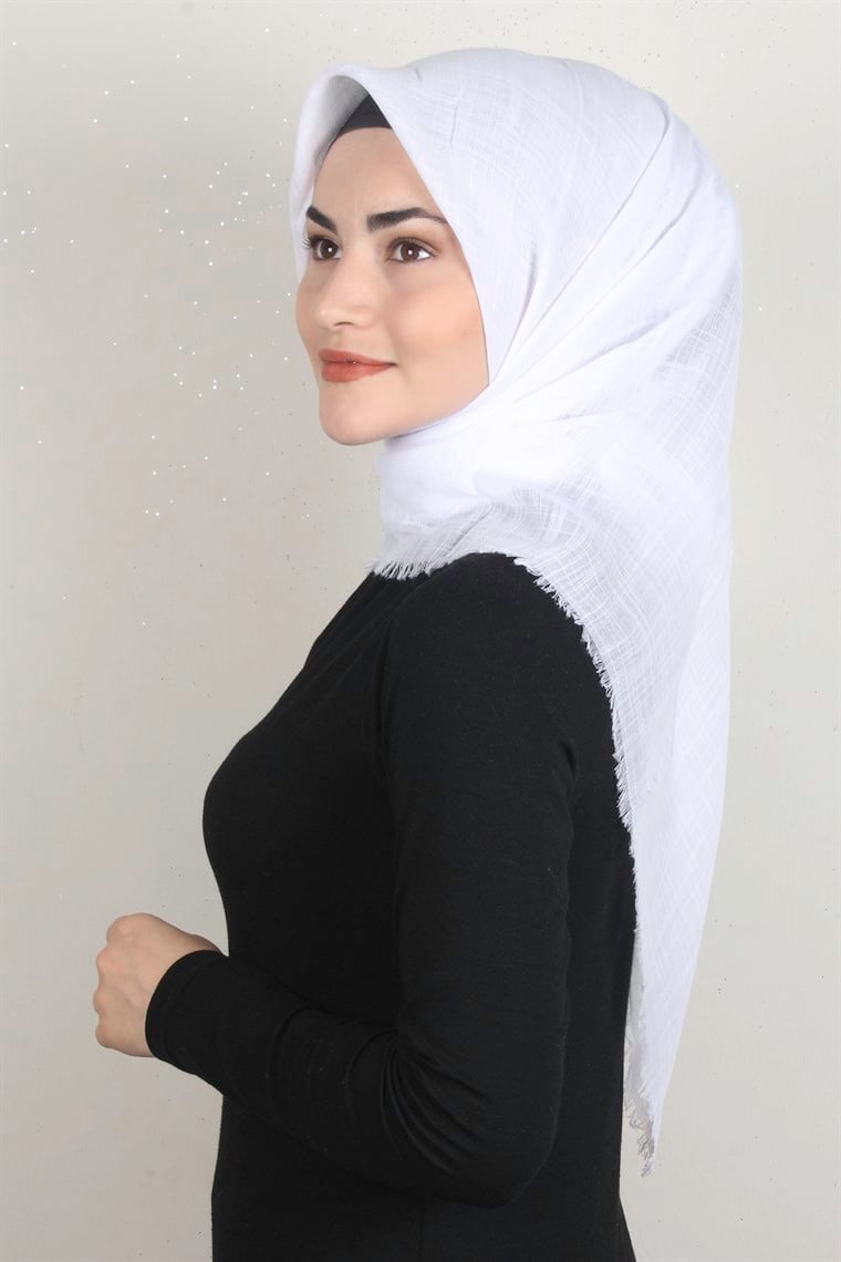 Pamuklu Trend Eşarp 9914-38 Beyaz