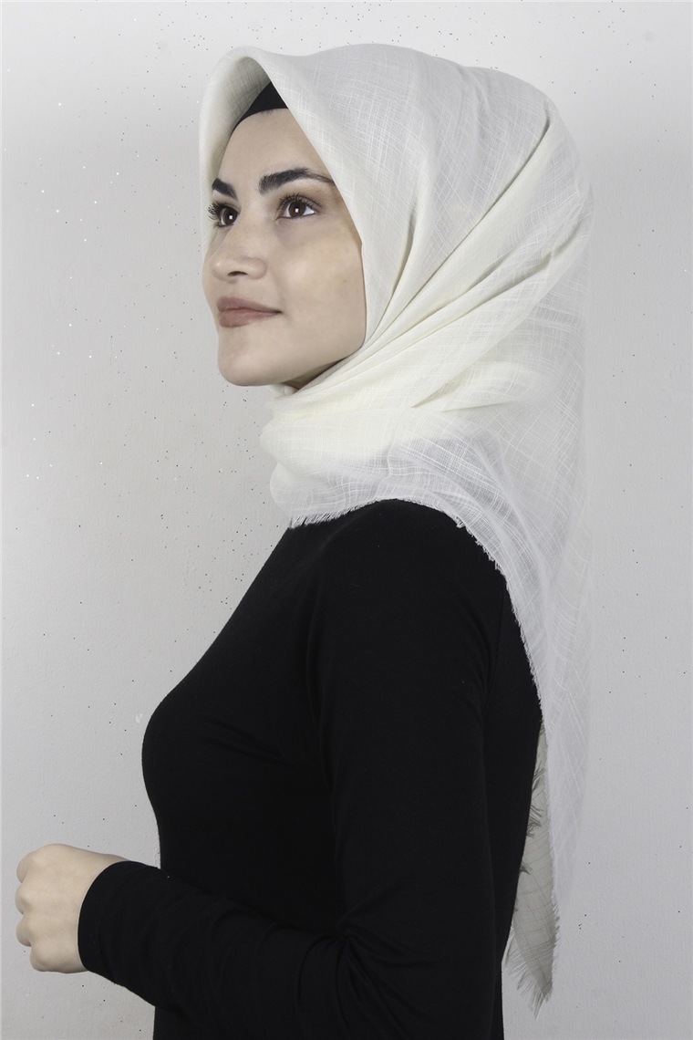 Pamuklu Trend Eşarp 9914-53 Kırık Beyaz