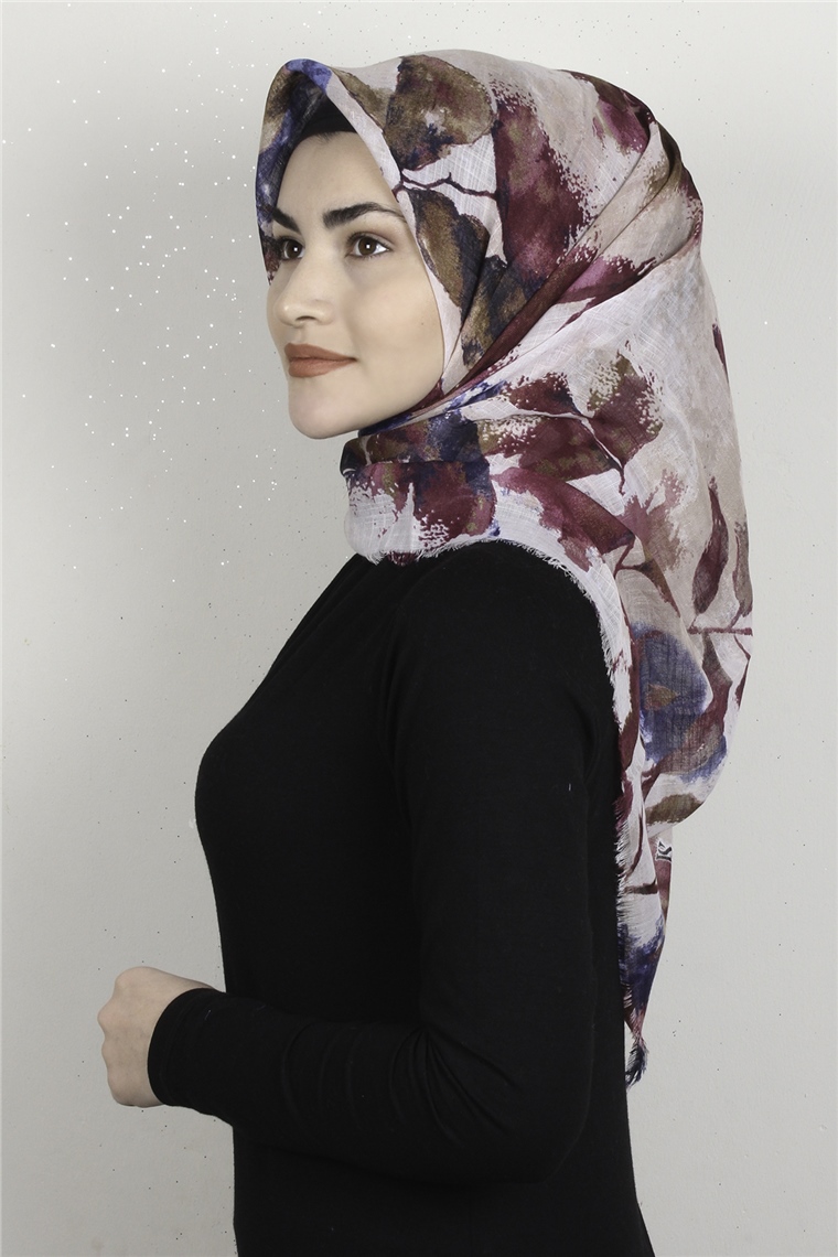 Pamuklu Trend Eşarp 9916-6 Lacivert-Pembe