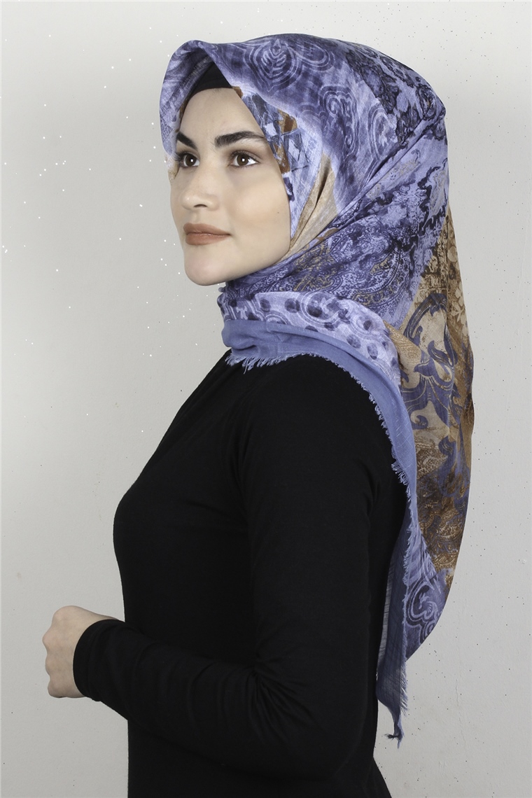 Pamuklu Trend Eşarp 9918-6 Mavi