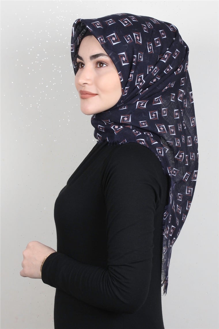 Pamuklu Trend Eşarp 9919-16 Lacivert