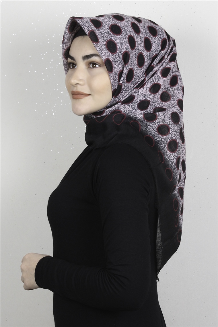 Pamuklu Trend Eşarp 9921-12 Siyah-Pudra
