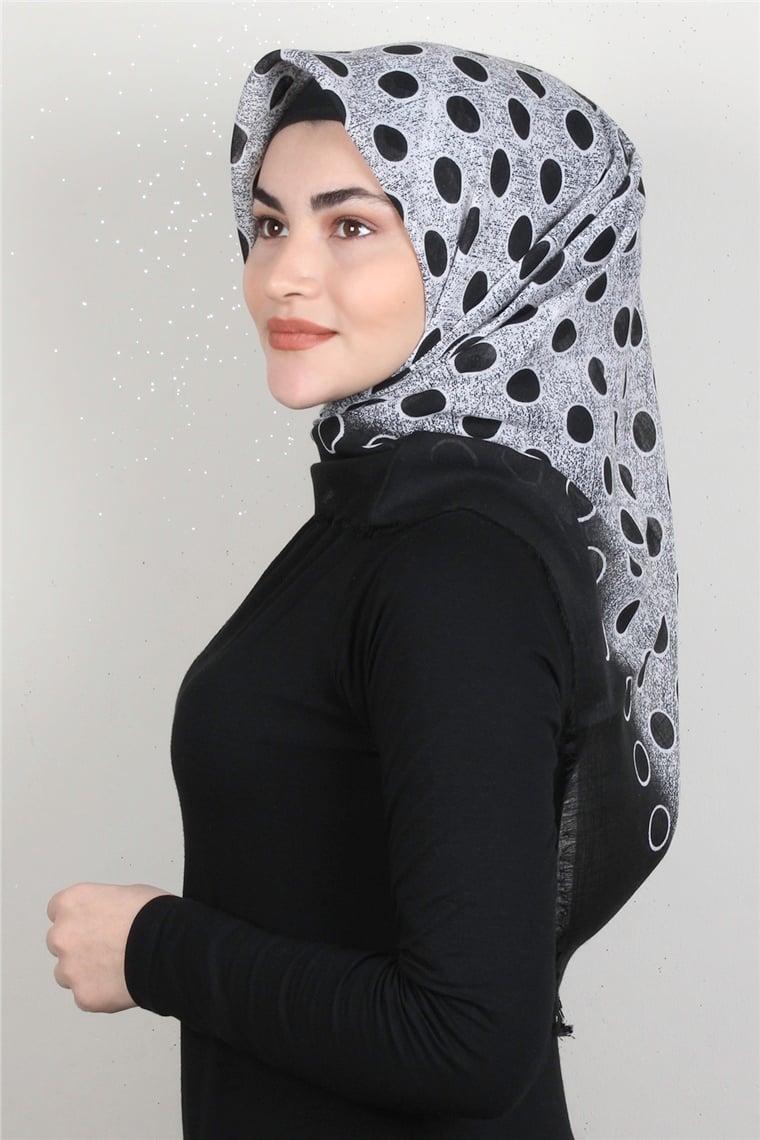 Pamuklu Trend Eşarp 9921-3 Siyah-Beyaz