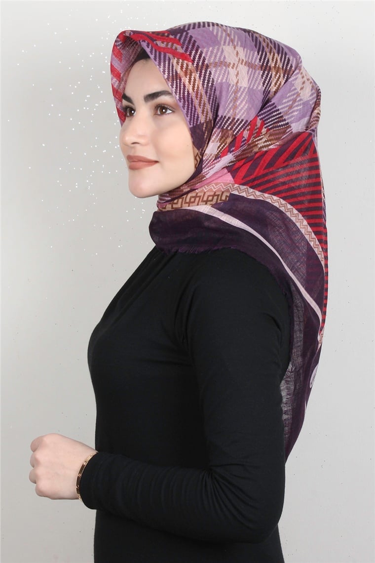 Pamuklu Trend Eşarp 9922-14 Mor