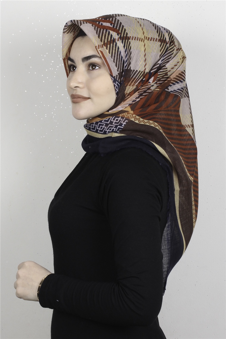 Pamuklu Trend Eşarp 9922-5 Lacivert