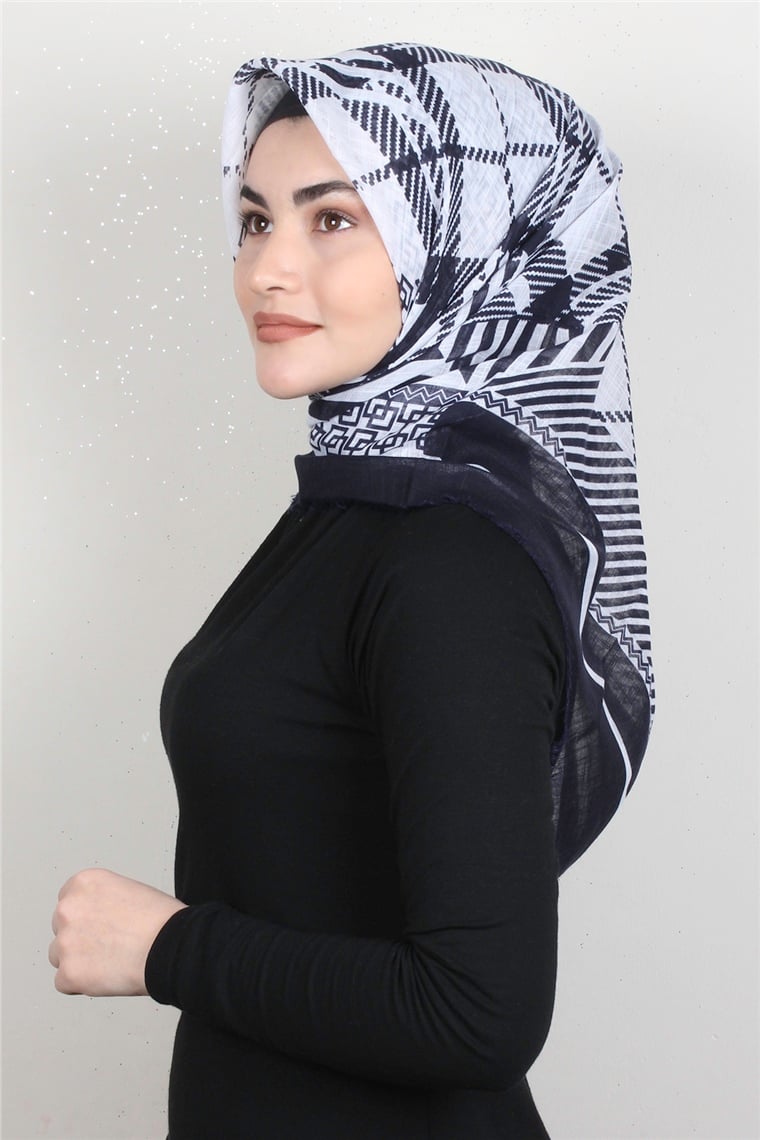 Pamuklu Trend Eşarp 9922-8 Lacivert