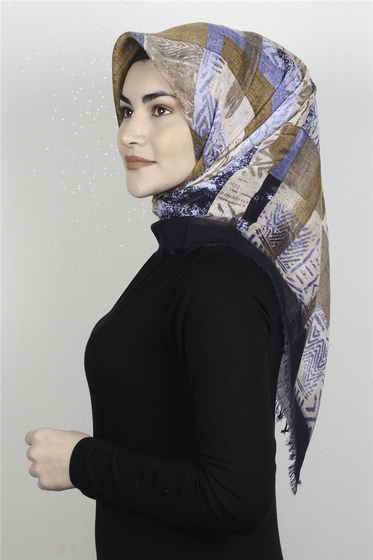 Pamuklu Trend Eşarp 9924-4 Lacivert