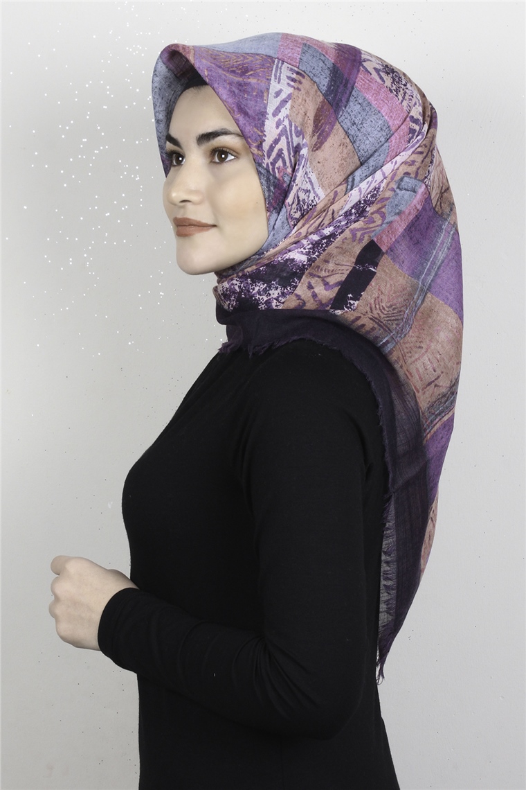 Pamuklu Trend Eşarp 9924-9 Mor