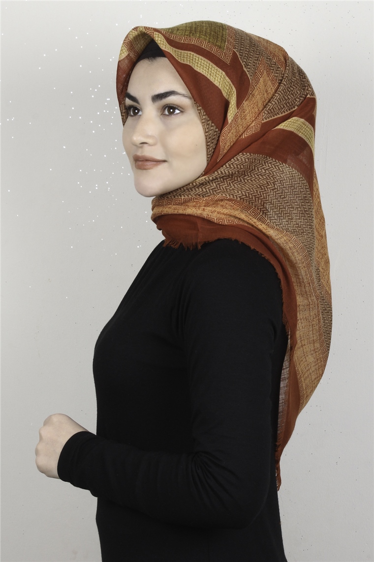 Pamuklu Trend Eşarp 9925-6 Kiremit