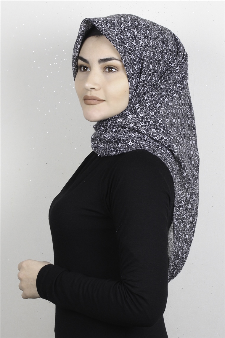 Pamuklu Trend Eşarp 9931-2 Siyah-Beyaz