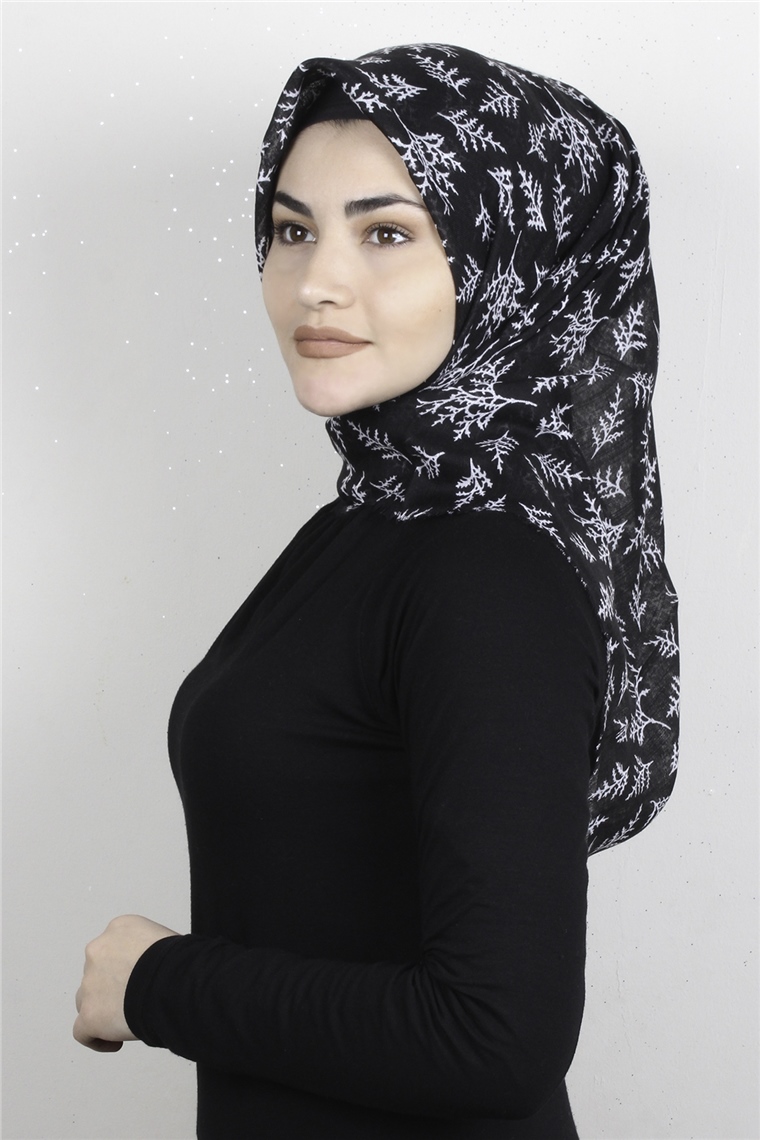 Pamuklu Trend Eşarp 9931-5 Siyah-Beyaz