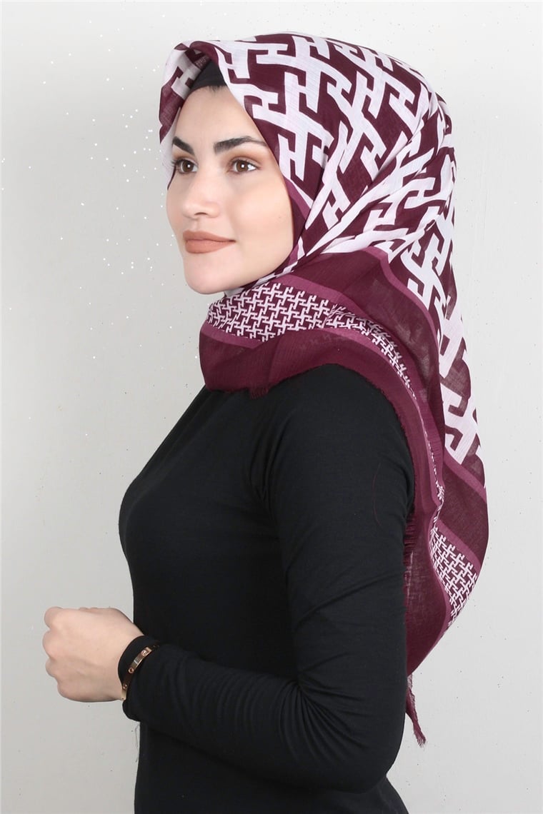 Pamuklu Trend Eşarp 9932-13 Vişne