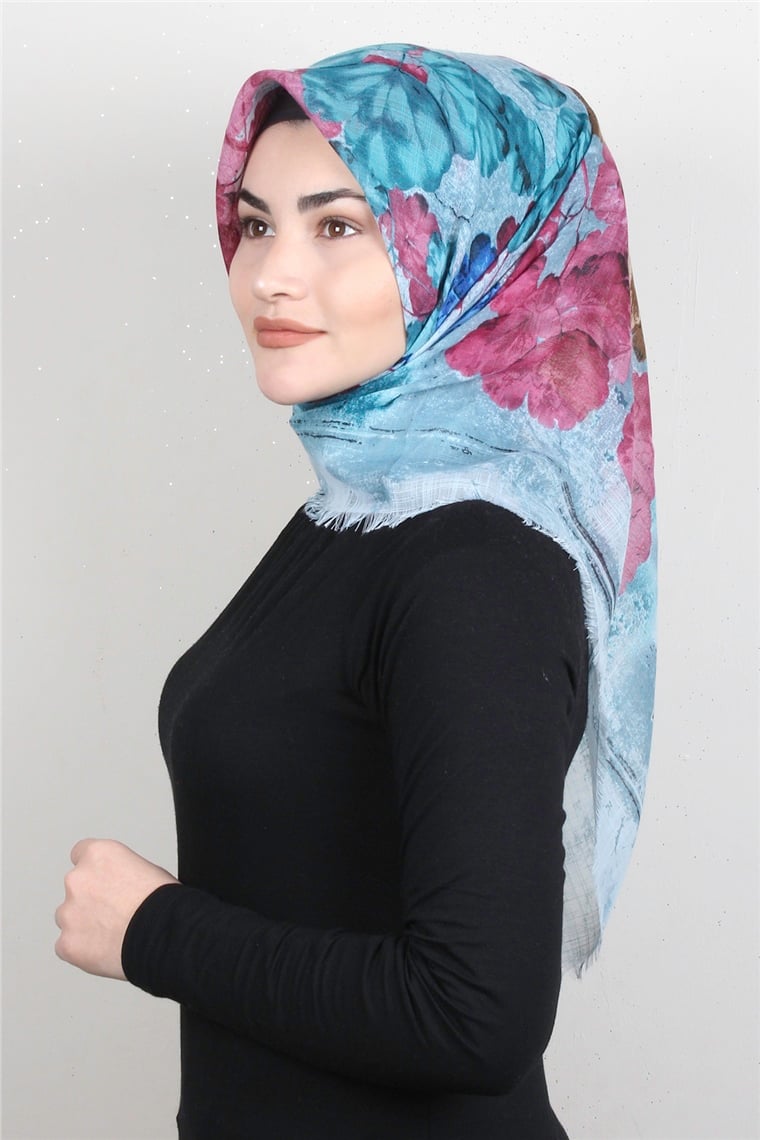 Pamuklu Trend Eşarp 9934-5 Mavi