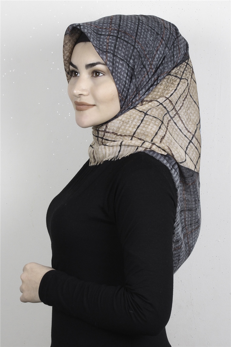Pamuklu Trend Eşarp 9935-5 Gri