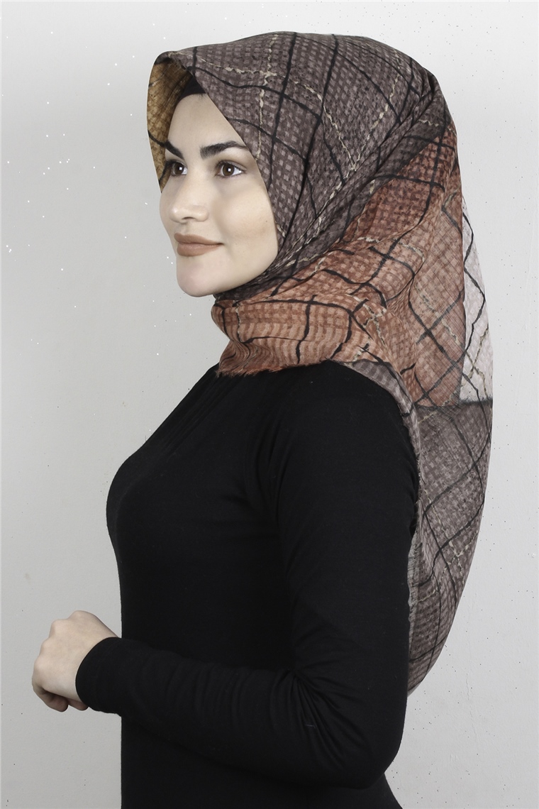 Pamuklu Trend Eşarp 9935-7 Kahve