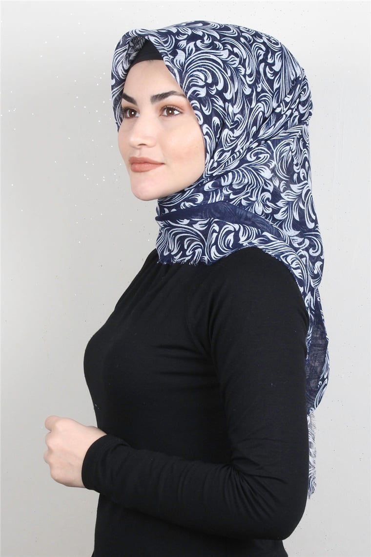 Pamuklu Trend Eşarp 9940-4 Lacivert