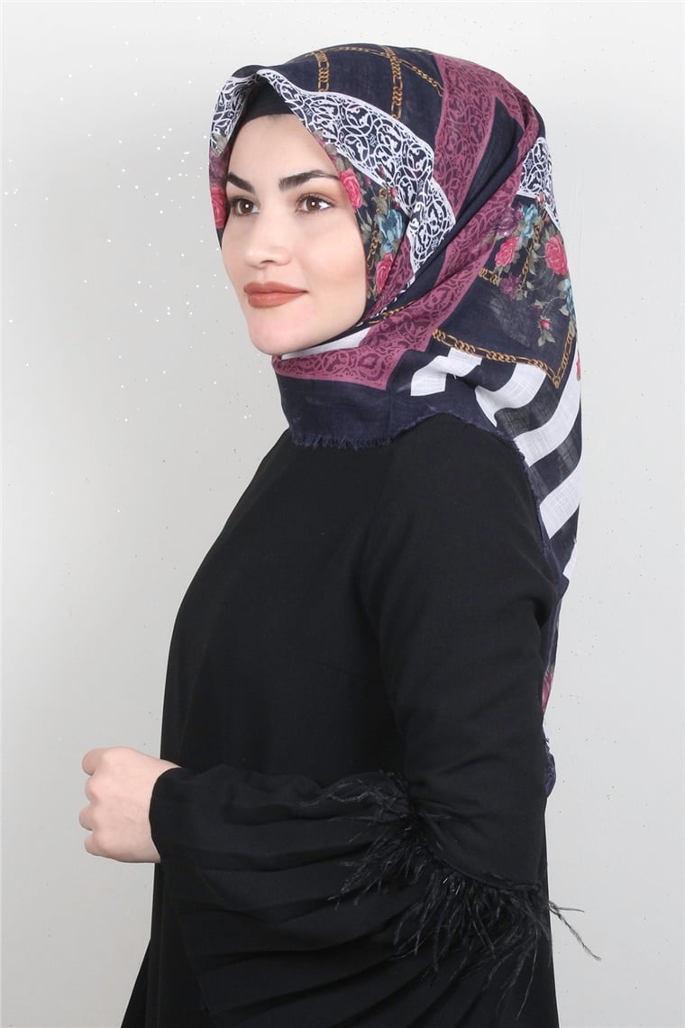 Pamuklu Trend Eşarp 9942-15 Lacivert