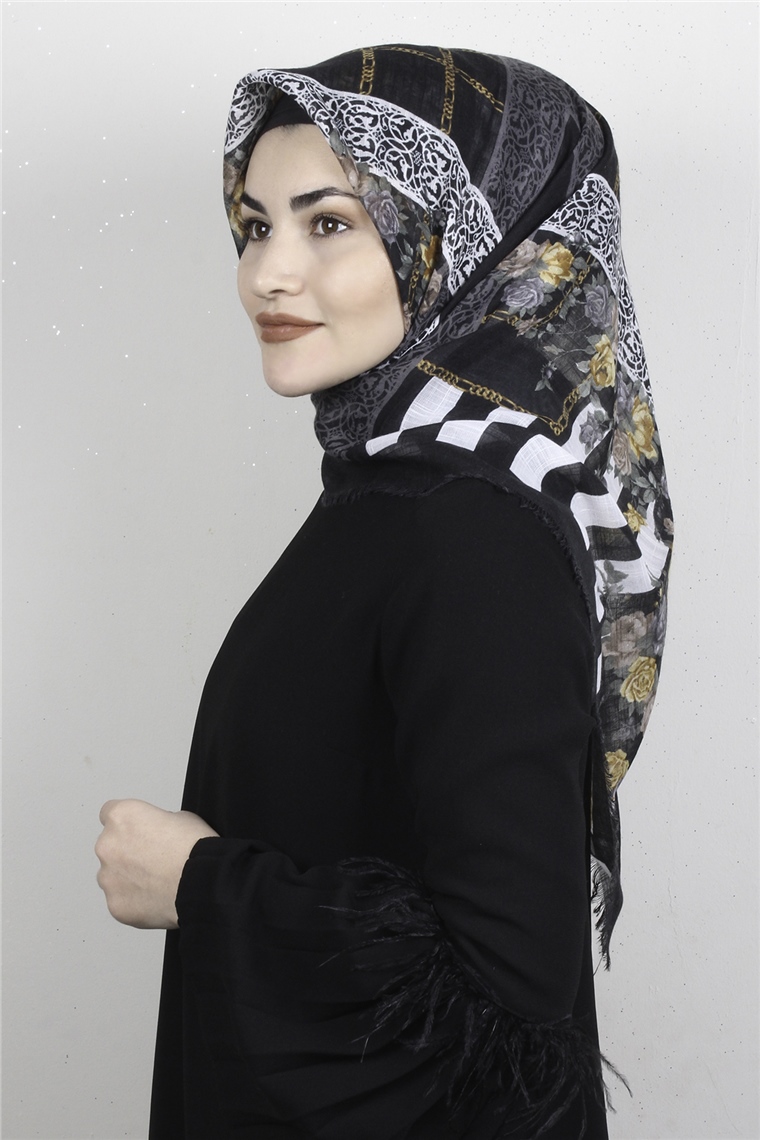 Pamuklu Trend Eşarp 9942-3 Siyah