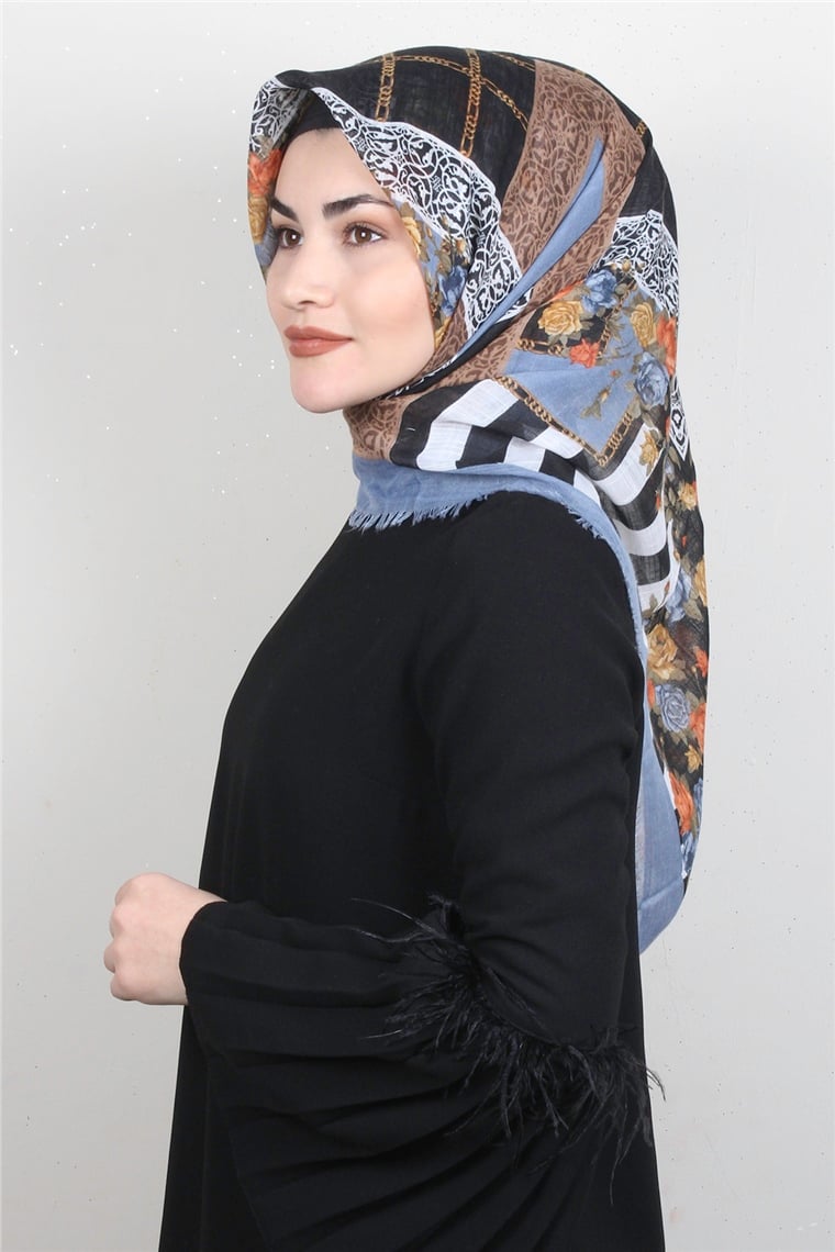 Pamuklu Trend Eşarp 9942-7 Mavi