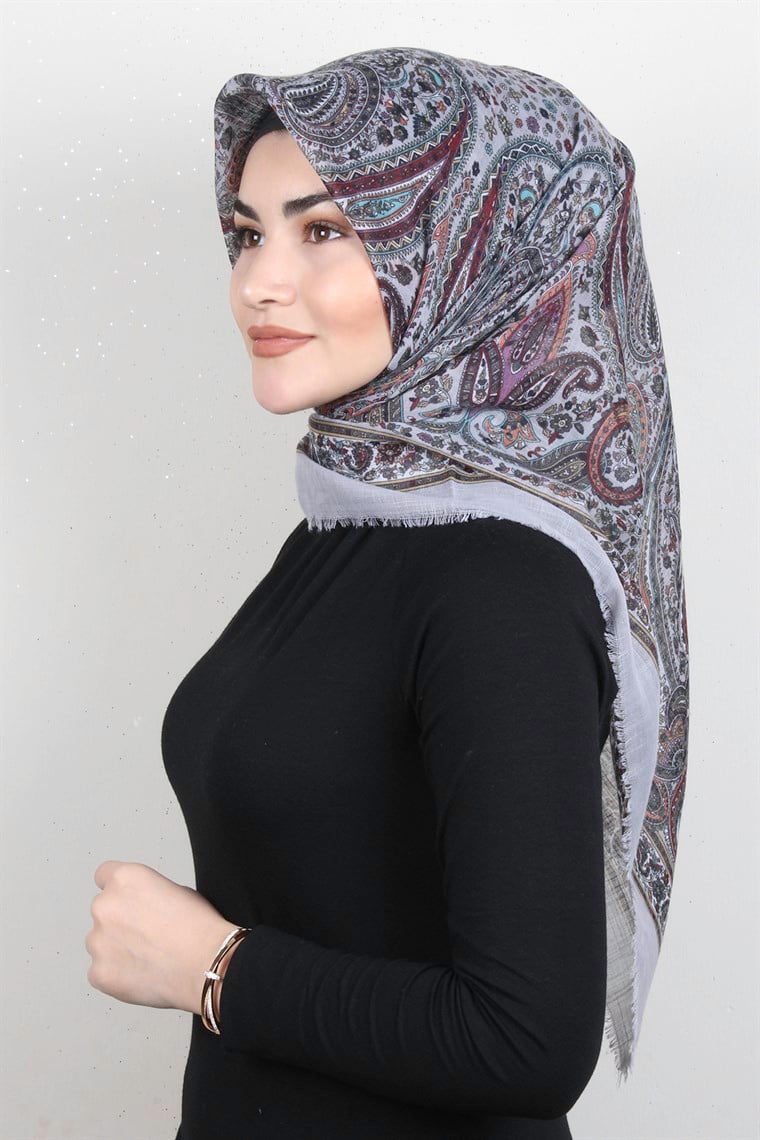 Pamuklu Trend Eşarp 9944-3 Açık Gri