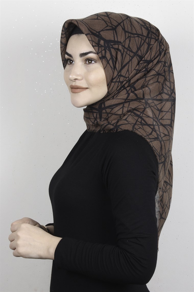 Pamuklu Trend Eşarp 9945-13 Kahverengi