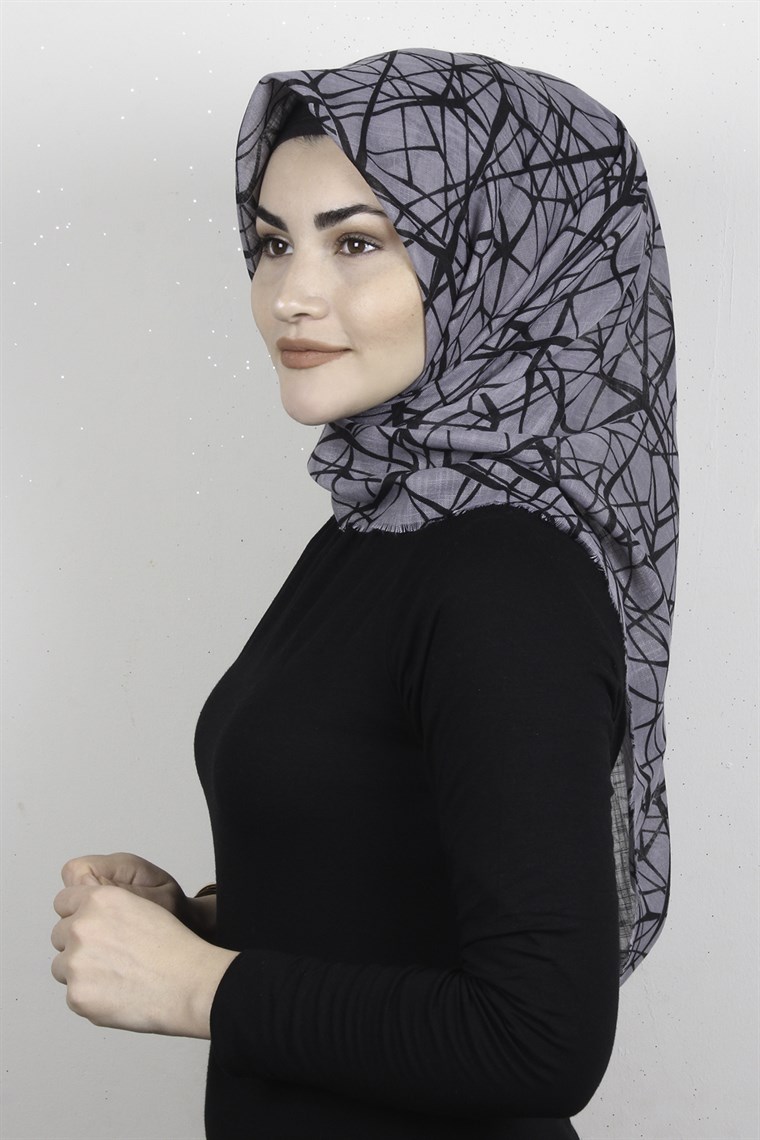 Pamuklu Trend Eşarp 9945-6 Gri
