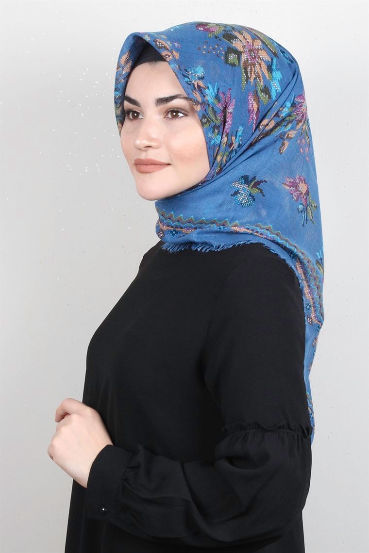 Pamuklu Trend Eşarp 9947-10 İndigo