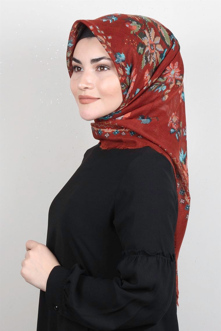 Pamuklu Trend Eşarp 9947-11 Kiremit