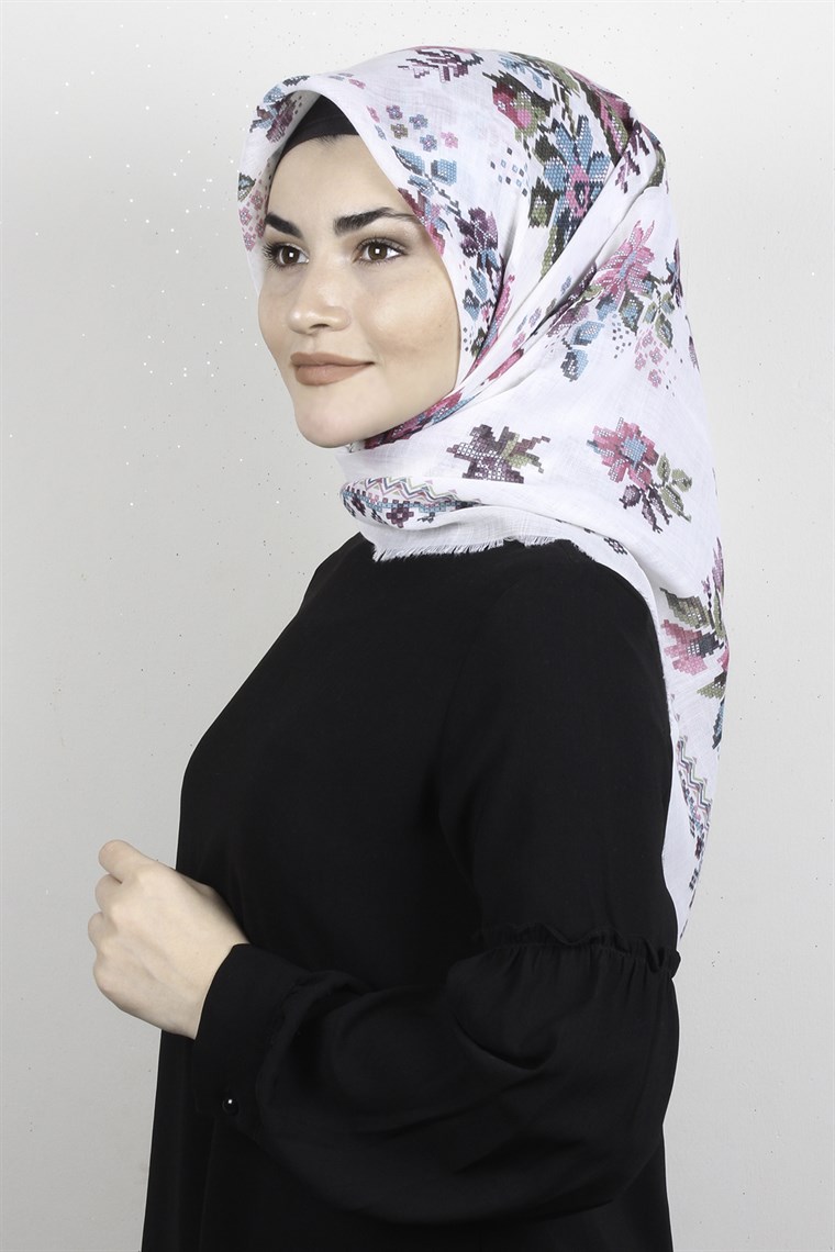 Pamuklu Trend Eşarp 9947-14 Ekru