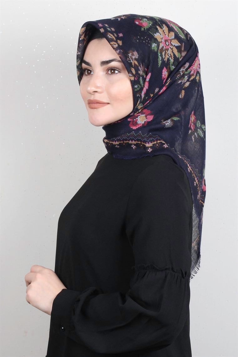 Pamuklu Trend Eşarp 9947-15 Lacivert