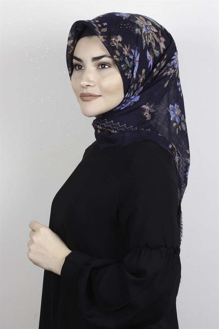 Pamuklu Trend Eşarp 9947-3 Lacivert