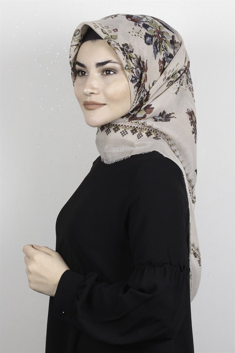 Pamuklu Trend Eşarp 9947-4 Bej