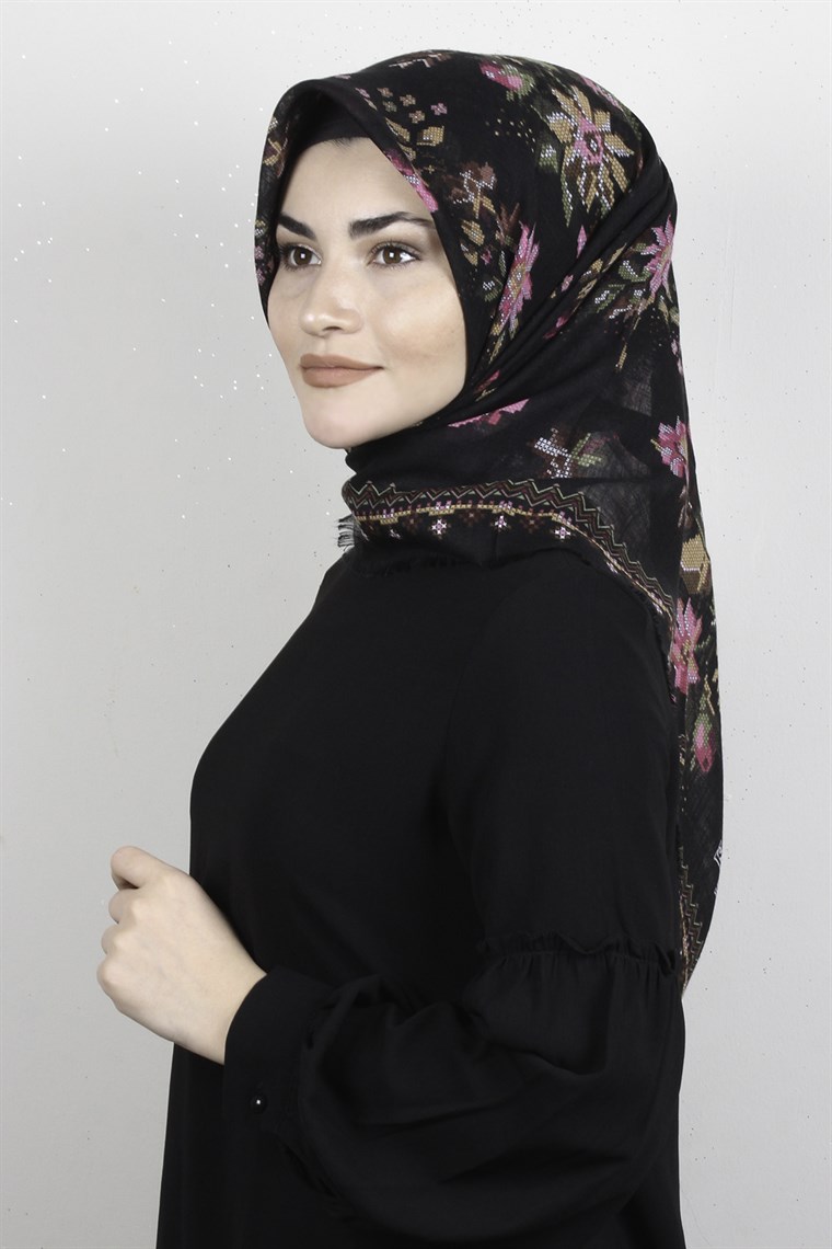 Pamuklu Trend Eşarp 9947-7 Siyah
