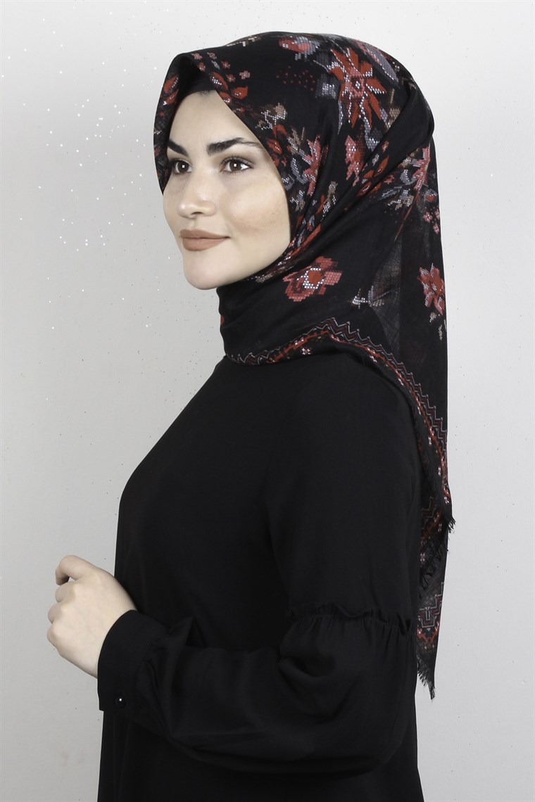 Pamuklu Trend Eşarp 9947-8 Siyah