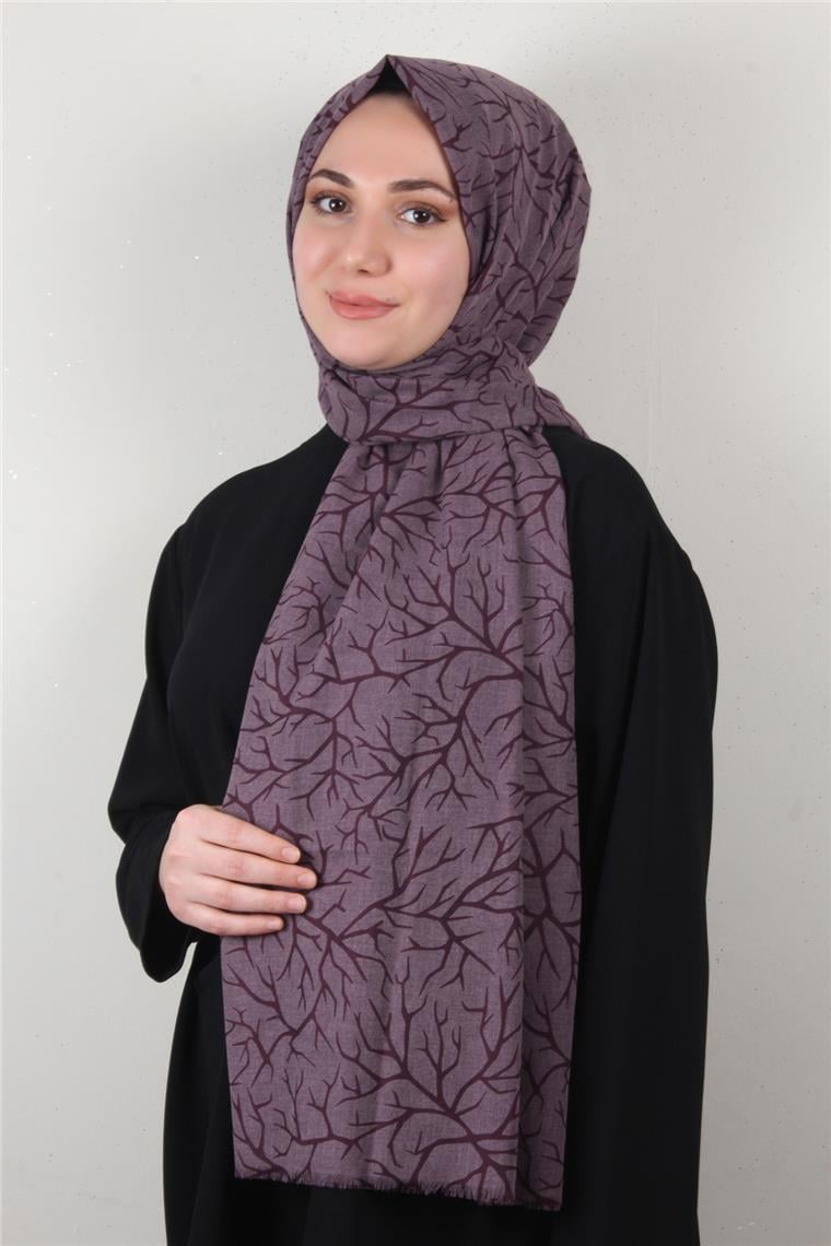 Pamuklu Twist Şal 1264-6 Mor